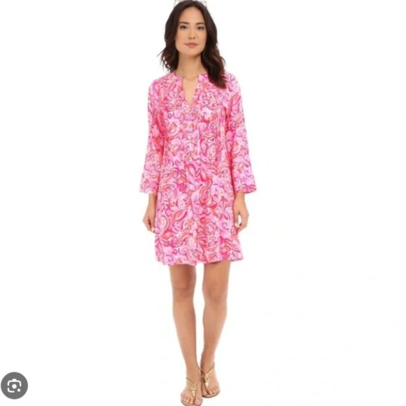 Lilly Pulitzer Pink Pout Sarasota Tunic Dress Beachy Popover Vacation Preppy XL - Picture 1 of 7